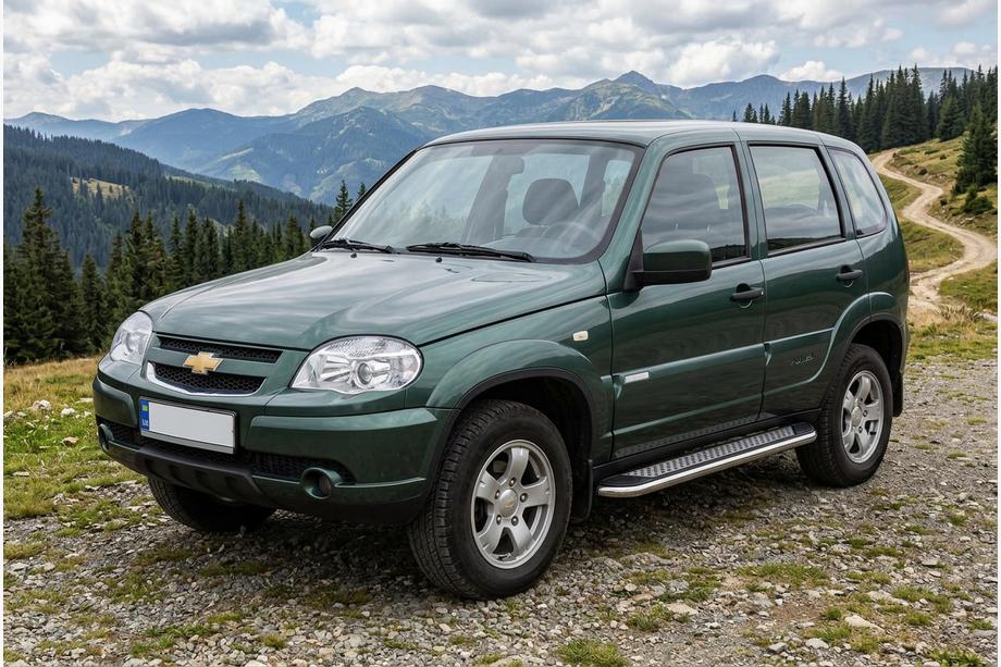 Chevrolet Niva 1998–2020 Zijtreden Maydos V2 (2 st., aluminium/RVS) Foto 1