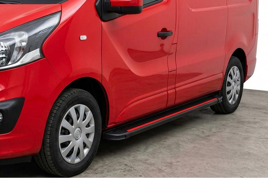 Nissan NV300/Primastar 2016– Side steps Maya Red (2 stuks, aluminium) Lange wielbasis Image
