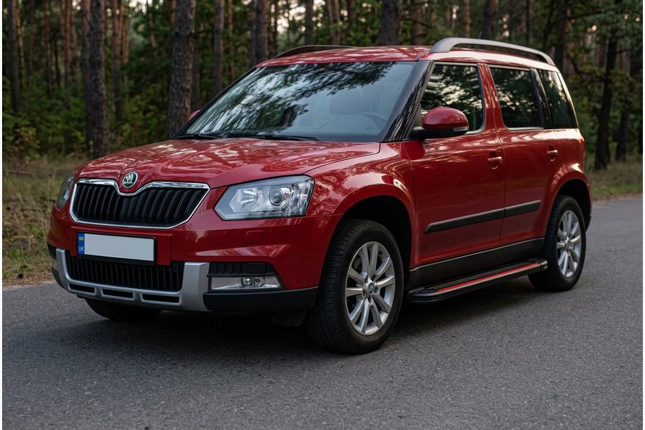 Skoda Yeti 2009–2017 Side steps Maya Red (2 stuks, aluminium) Image