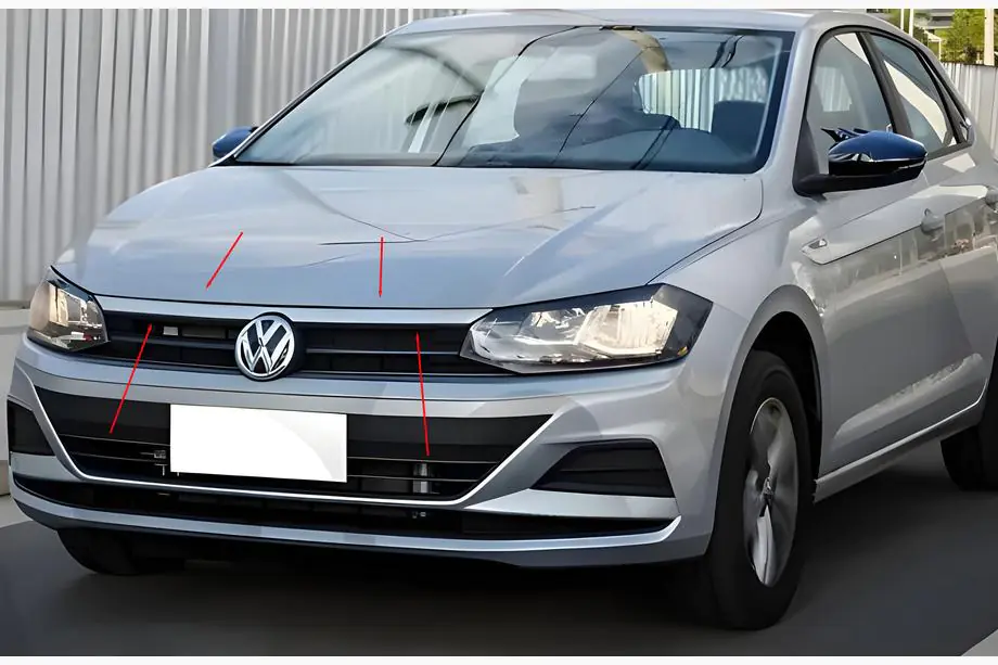 Volkswagen Polo 2017– Bovenste grillelijst (RVS) Foto 1