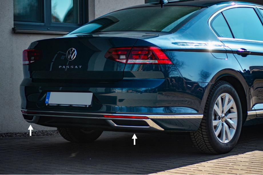 Volkswagen Passat B8 2015–2023 OmsaLine SD/SW uitlaat sierstukken (2019+, 3 stuks, RVS) Image