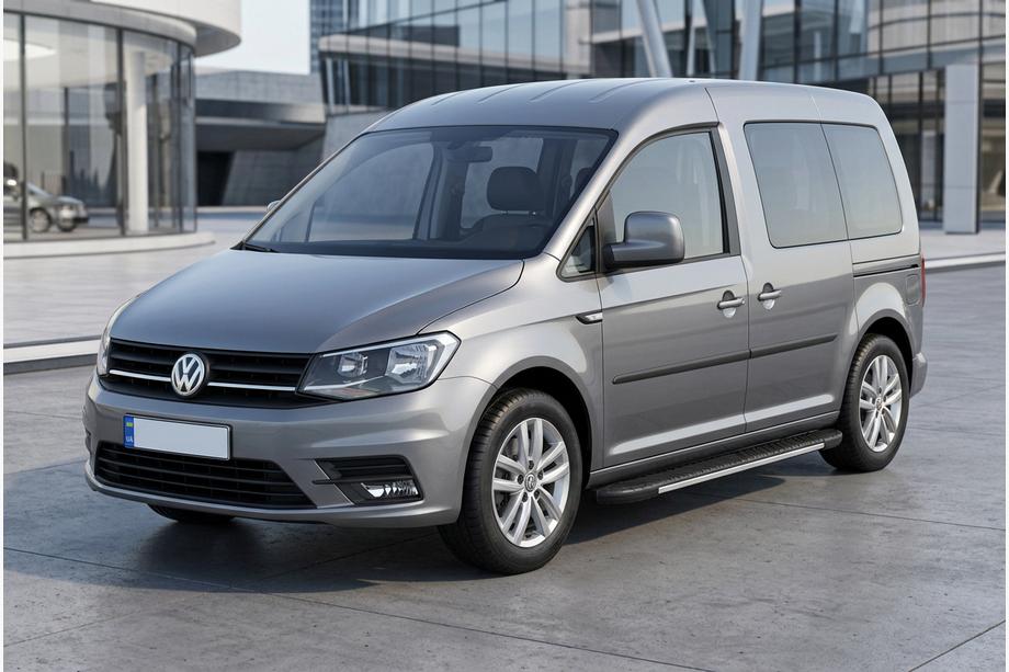 Volkswagen Caddy 2015–2020 Bosphorus Grey zijsteps (set van 2, aluminium) Standaard basis Image