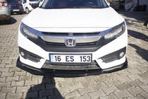 Honda Civic Sedan X 2016–2021 Voorbumper lip spoiler V1 (zwart) foto 4