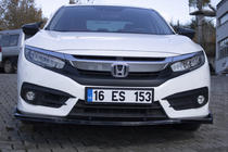 Honda Civic Sedan X 2016–2021 Voorbumper lip spoiler V1 (zwart) foto 6