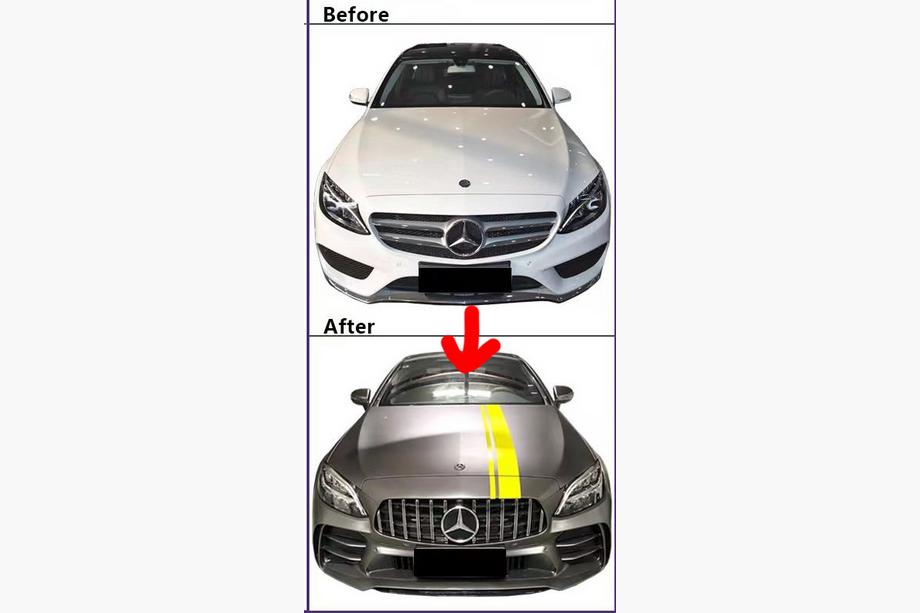 Mercedes C-klasse W205 2014–2021 Bodykit set met volledige achterbumper (Black Mamba C63GT-design) Foto 10