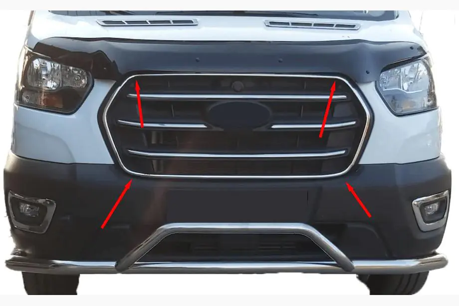Ford Transit 2014– Grillomlijsting (2019+, 4-delig, RVS) Image
