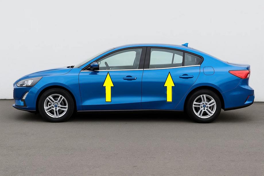 Ford Focus IV 2018– OmsaLine HB, SD onderste raamstrips van RVS (4 stuks) Carmos - Turks staal Image