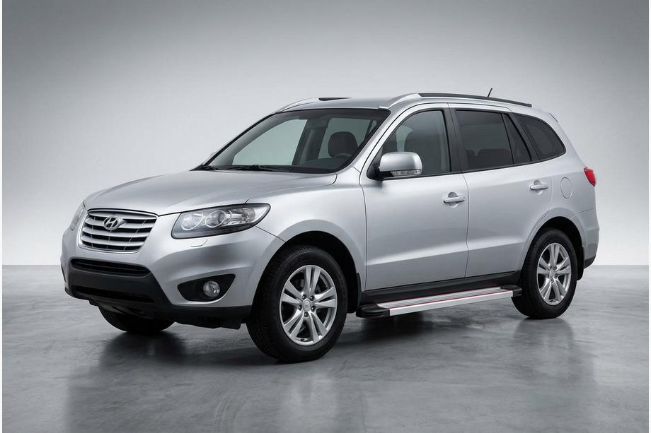 Hyundai Santa Fe 2 2006–2012 Side steps Maya Red-Grey (2 st., aluminium) Image