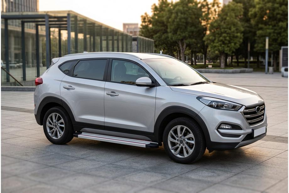 Hyundai Tucson TL 2016–2021 Side steps Maya Red-Grey (2 st., aluminium) Image