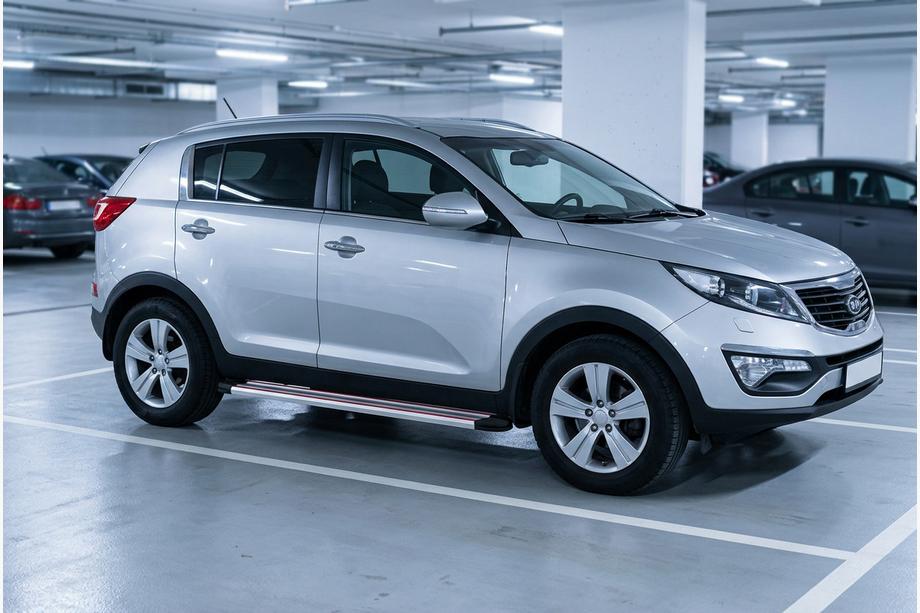 Kia Sportage 2010–2015 Side steps Maya Red-Grey (2 st., aluminium) Image