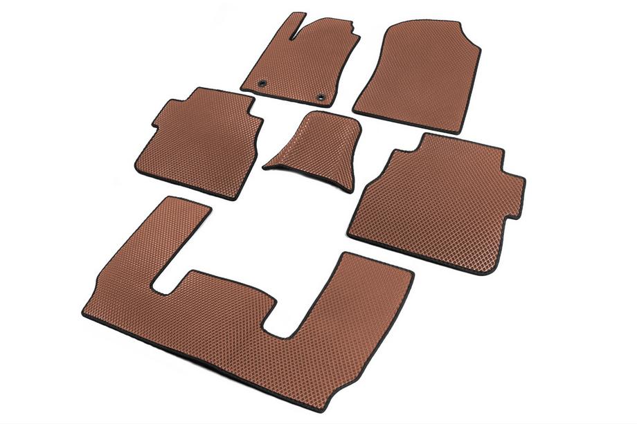 Toyota Sequoia 2007–2022 Polyurethaan automatten, 3 rijen (EVA, baksteenpatroon) Middenrij – doorgang Foto 2