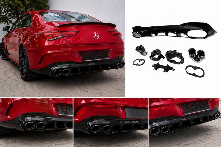 Mercedes CLA C118 2019– Achterdiffuser met uitlaatsierstukken (CLA45-design) Image