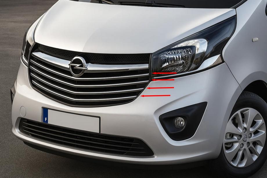 Opel Vivaro 2015–2019 Grillstrips Carmos (RVS) Image