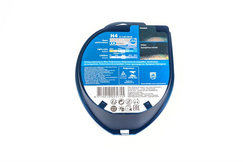 Philips H4 60/55W 12342GT Racing Vision +200% koplamplamp Foto 3