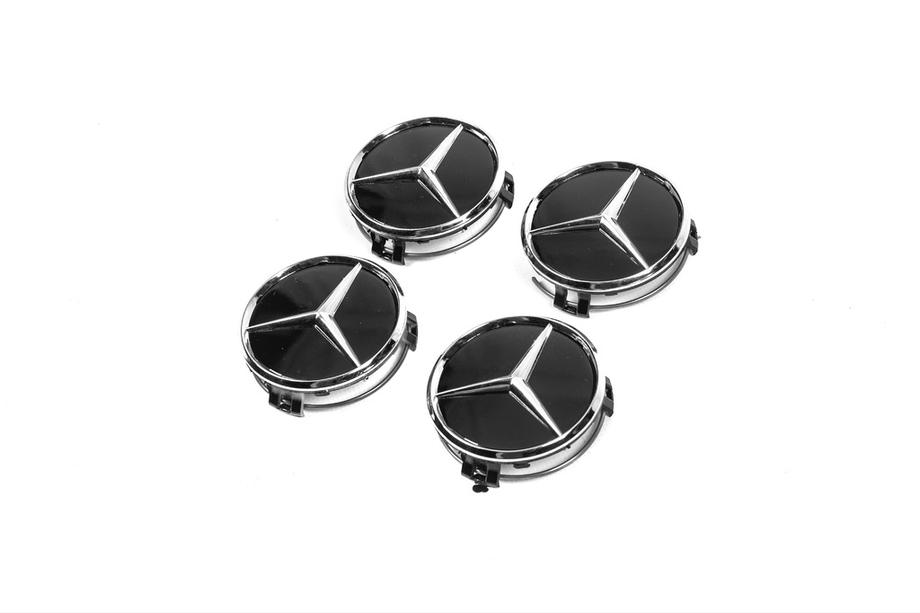 Mercedes-Benz Naafdoppen voor velgen 70/75 mm met ring (set van 4, zwart) Foto 3