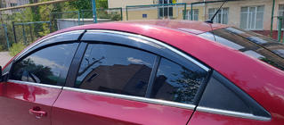 Chevrolet Cruze 2009–2015 Raamdeflectoren met chromen sierlijst (4 stuks, Sunplex Chrome) foto 2