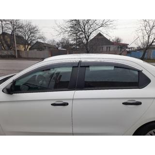 Raamdeflectoren met chromen sierlijst (4 stuks, Sunplex Chrome) foto 1