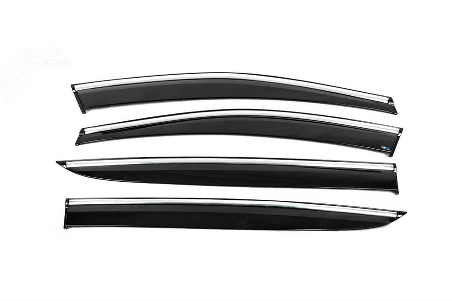 Kia Sportage 2015–2021 Raamdeflectoren met chromen sierlijst (4 stuks, Sunplex Chrome) Foto 2