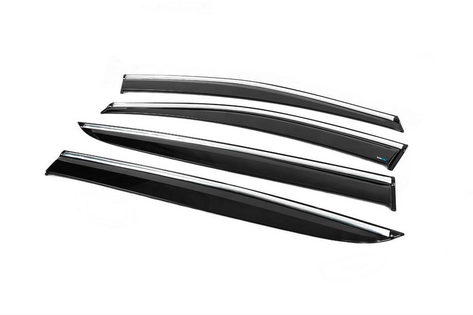 Kia Sportage 2015–2021 Raamdeflectoren met chromen sierlijst (4 stuks, Sunplex Chrome) Foto 3