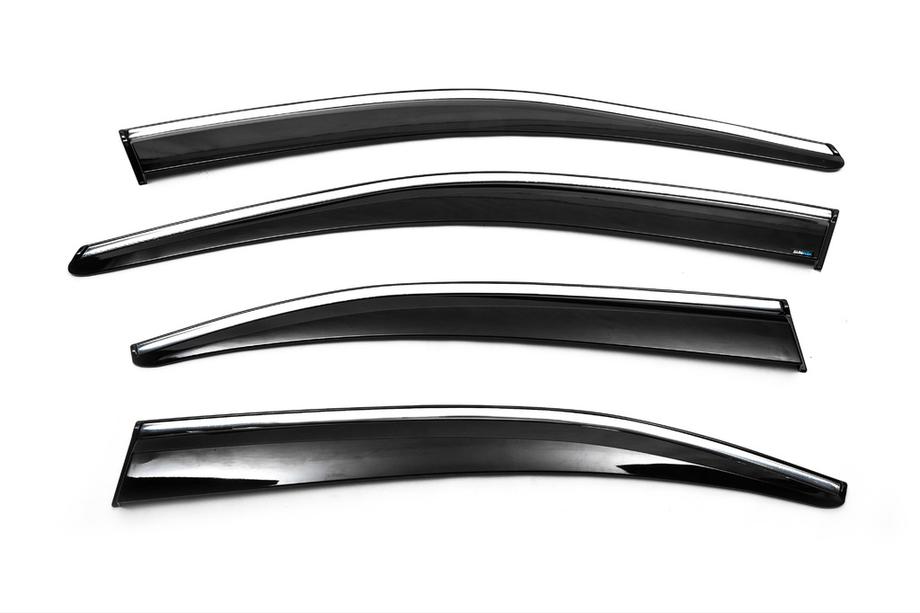 Skoda Octavia III A7 2013–2019 Winddeflectoren met chromen sierlijst Liftback (4 stuks, Sunplex Chrome) Image