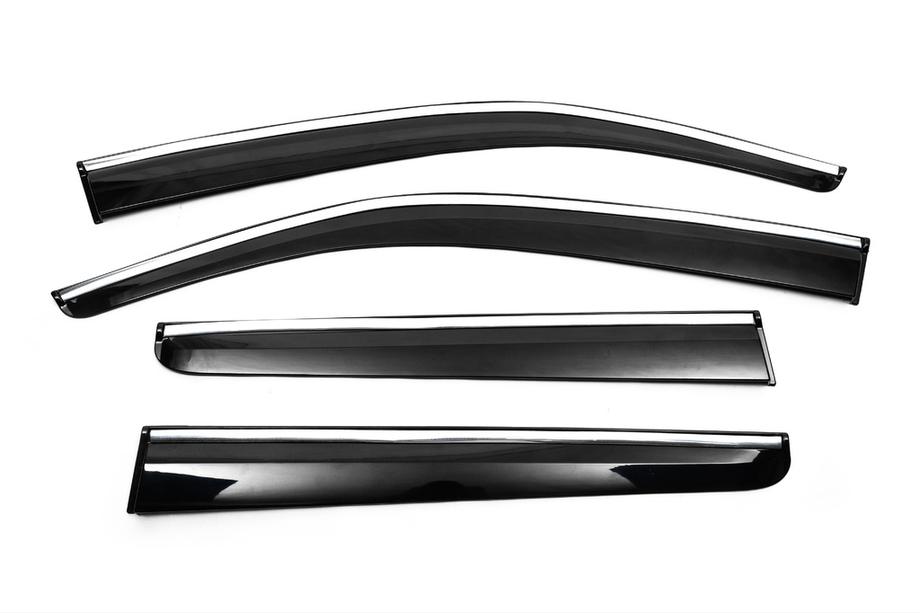 Volkswagen Amarok 2010–2022 Raamdeflectoren met chromen sierlijst (4 stuks, Sunplex Chrome) Image