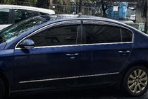 Volkswagen Passat B6 2006–2012 Raamdeflectoren met chromen sierlijst (4 stuks, Sunplex Chrome) foto 3