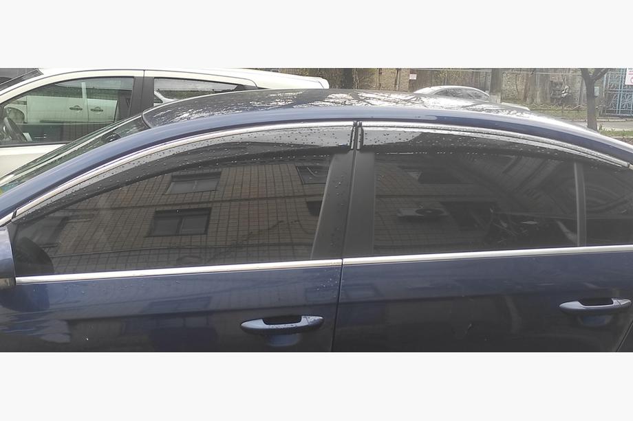 Volkswagen Passat B7 2012–2015 Zijruit winddeflectoren met chroomlijst SD (4 stuks, EU, Sunplex Chrome) Foto 4