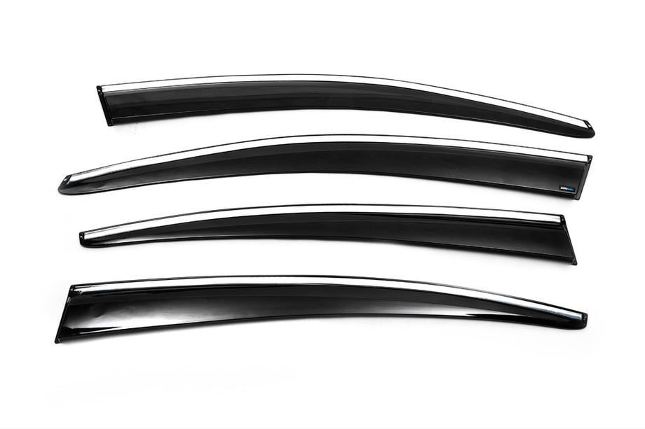 Volkswagen Passat B7 2012–2015 Zijruit winddeflectoren met chroomlijst SD (4 stuks, EU, Sunplex Chrome) Foto 6