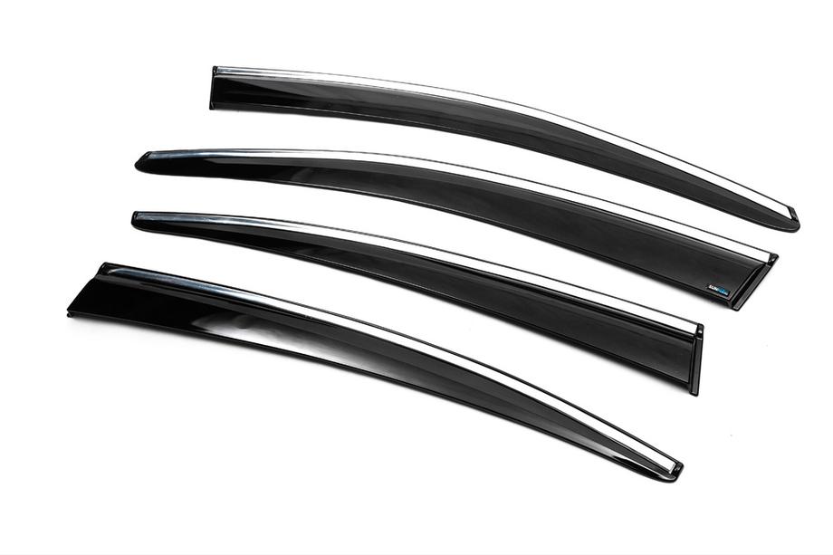 Volkswagen Passat B7 2012–2015 Zijruit winddeflectoren met chroomlijst SD (4 stuks, EU, Sunplex Chrome) Foto 7