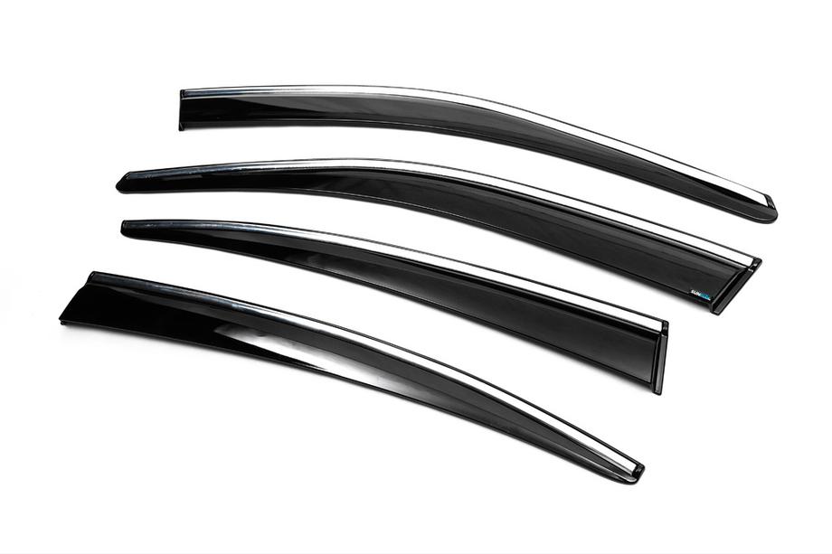 Volkswagen Passat B8 2015–2023 Raamwindschermen met chroomstrip SD (4 stuks, Sunplex Chrome) Foto 6