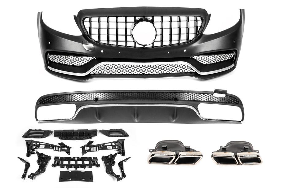 Mercedes C-klasse W205 2014–2021 Bodykit-set met diffuser V1 (AMG C63-designs 2014-2018) Image