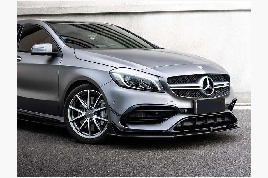 Mercedes A-Klasse W176 2012–2018 Voorbumper lipspoiler (voor AMG-Line / A45 AMG HB 2016-2018, zwart) Image