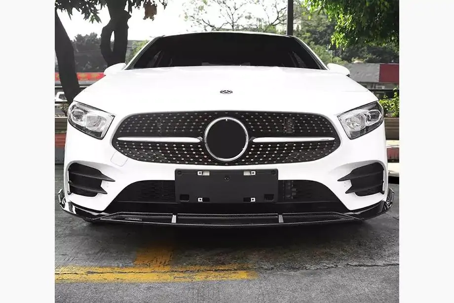 Mercedes A-Klasse W177 2018– Frontlip spoiler (voor AMG-Line 2018-2021, zwart) Image