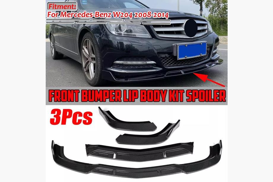 Mercedes C-klasse W204 2007–2015 Voorbumper lip spoiler voor 1234 Upgrade (2011-2014) (zwart) Foto 4