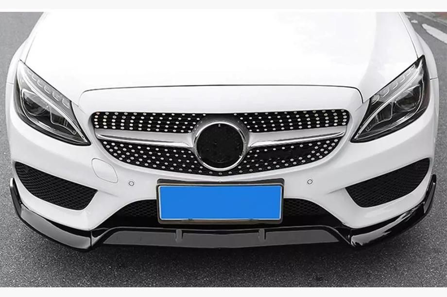 Mercedes C-klasse W205 2014–2021 Voorbumper lipspoiler V2 1234 Upgrade (zwart, 2014-2018) Image