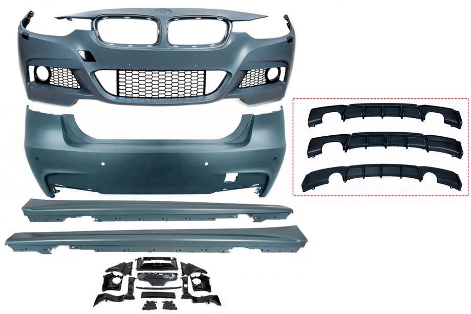 BMW 3 Serie F30/F31 2012–2019 Bodykit set (M-Performance) Enkele uitlaat met uitlaten links en rechts Foto 2
