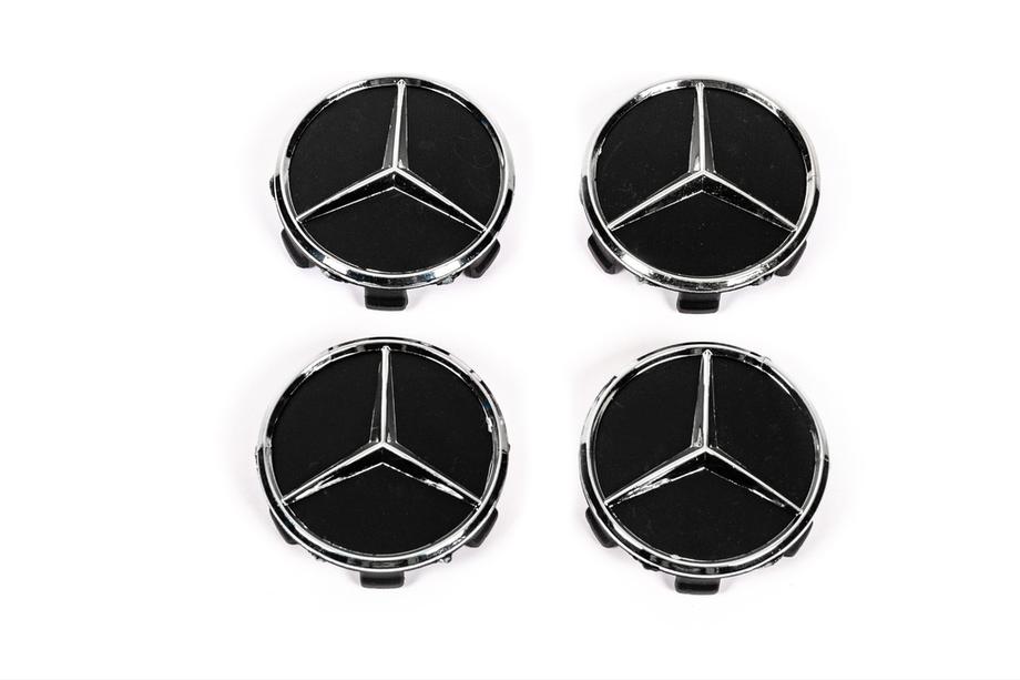 Mercedes-Benz Naafdoppen voor velgen 71/75 mm zonder ring (set van 4, zwart V1) Image