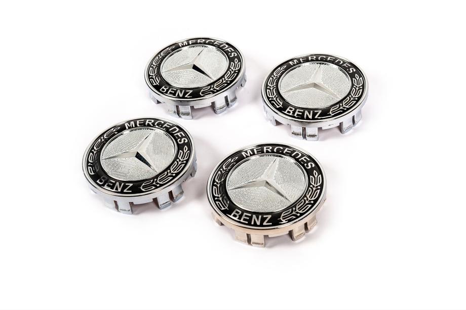 Mercedes-Benz Naafkapjes 71/75 mm zonder ring (set van 4, zwart V2) Foto 1
