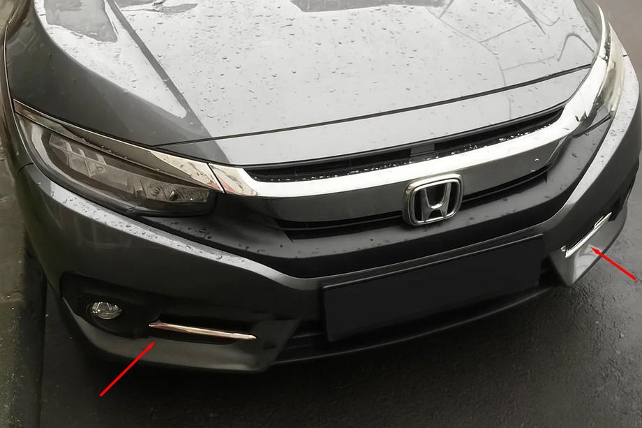 Honda Civic Sedan X 2016–2021 Carmos RVS sierlijsten voor mistlampen (set 2 st.) Foto 1