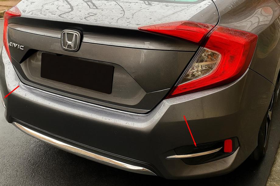 Honda Civic Sedan X 2016–2021 RVS sierlijsten achtermistlampen (set 2 stuks) Foto 1