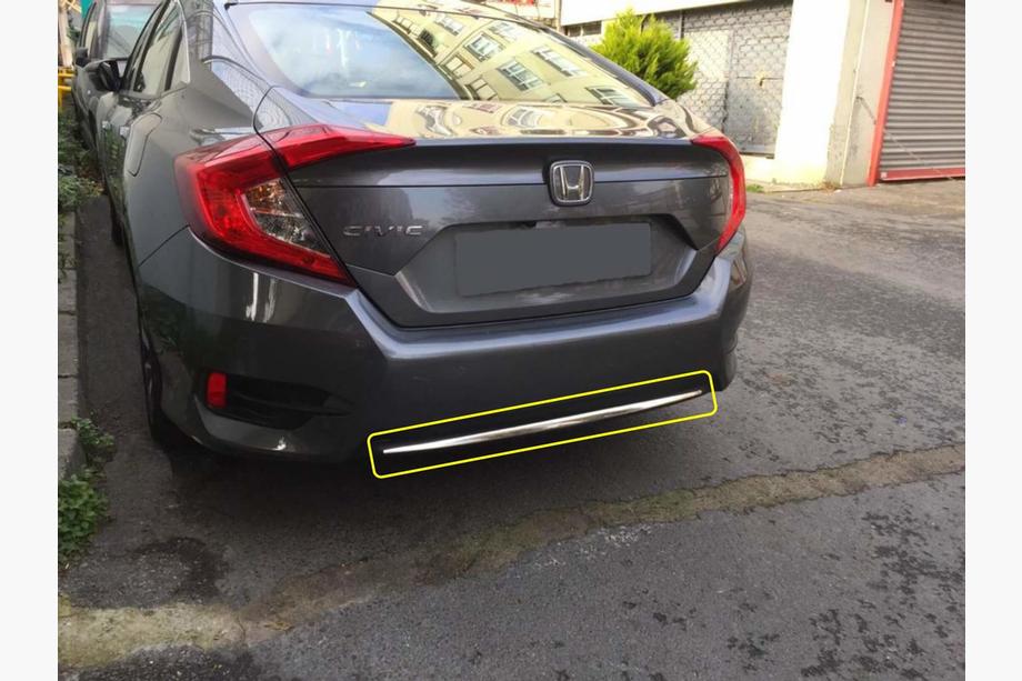 Honda Civic Sedan X 2016–2021 RVS beschermlijst voor achterbumperrand Image
