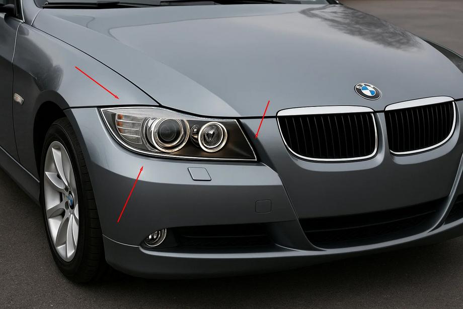 BMW 3-serie E90/E91 2005–2011 Koplampcovers (set van 2, kunststof) Image
