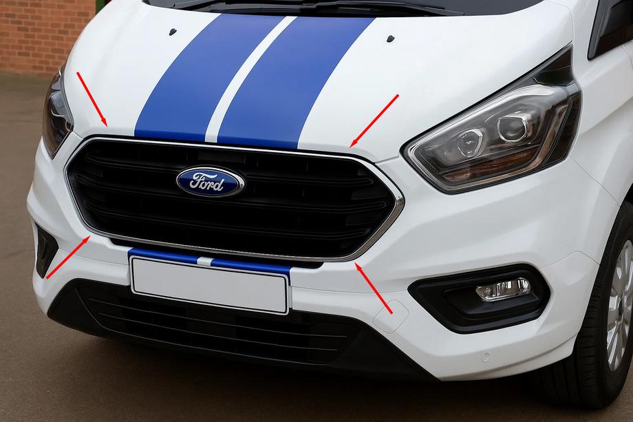 Ford Custom 2013–2022 RVS sierlijsten voor bumpergrille 2018+ (4-delig) Image