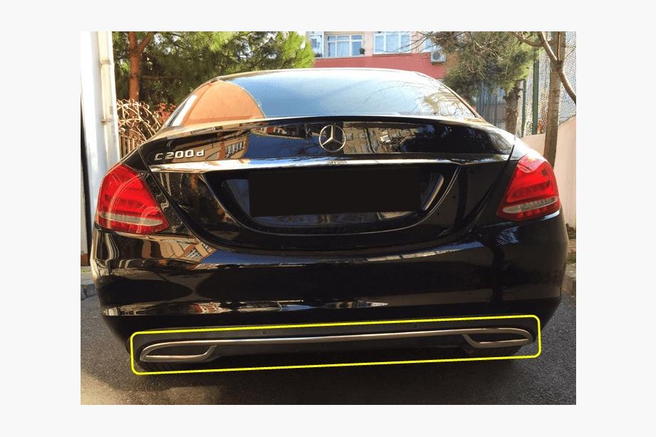 Mercedes C-klasse W205 2014–2021 RVS bumperuiteinde beschermplaat V2 Image