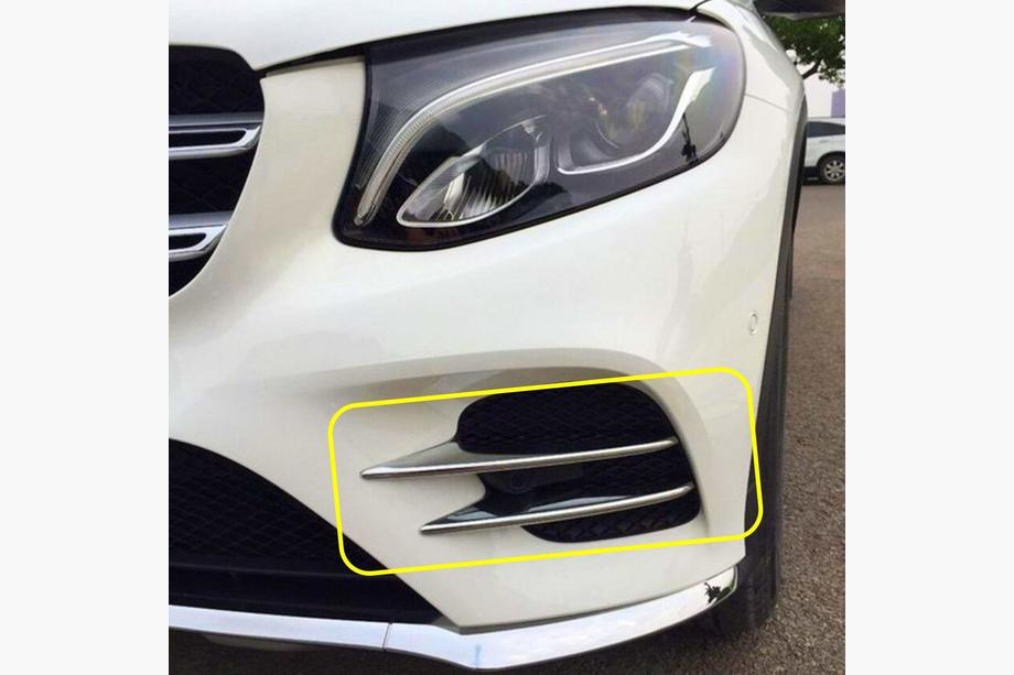 Mercedes GLC X253 2015–2022 Zijbeschermlijsten voor voorbumper V1 (RVS) Image